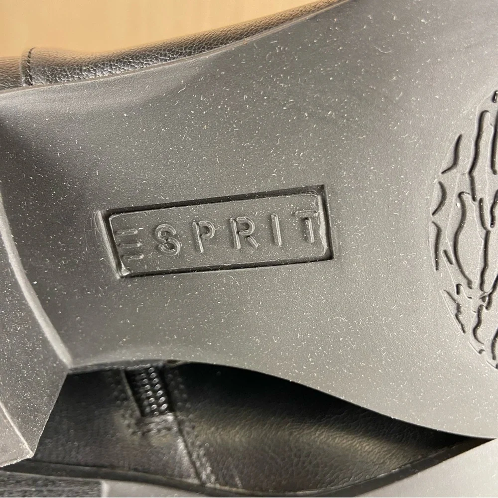 Esprit Treasure Tall Black Riding Boots 8.5M Side Zip Low Heel NIB